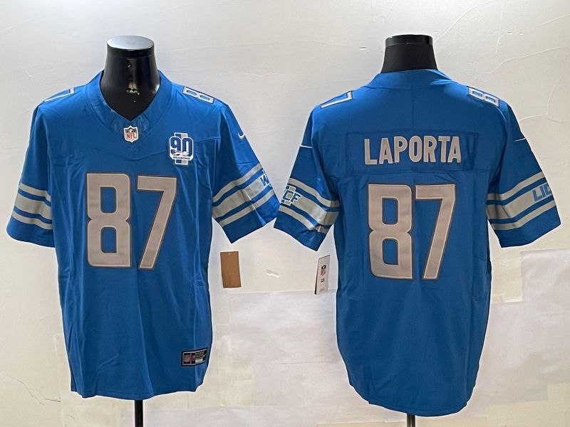 Men Detroit Lions #87 Laporta Blue three generations 2024 Nike Limited NFL Jersey style 01022